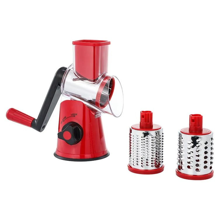 Manual 3‑in‑1 Vegetable Cutter & Drum Grater | Round Slicer | Multifunctional Kitchen Gadget