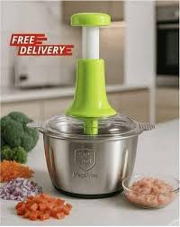 Stainless Steel Hand Push Chopper 2 L — Manual Food / Veggie & Meat Chopper